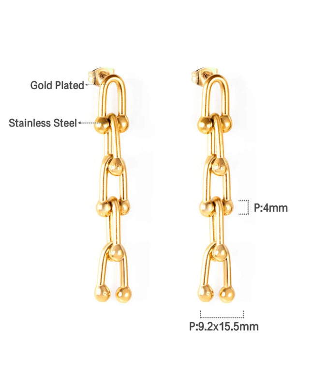 Arete grande graduado 18k Gold Filled- acero inoxidable -resistente al agua 