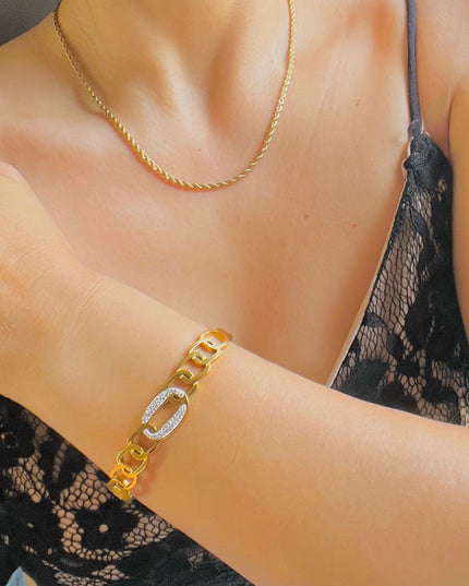 Circón cúbico retro de 5 mm de ancho con relleno de oro de 18 k 