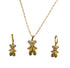 Bear Necklace and earring set Colorful and 18K Gold Filled Cubic Zircon