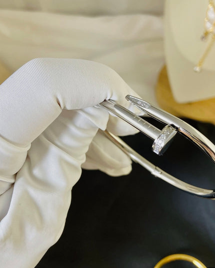 Brazalete de clavos- Pulsera de clavos -Gold Filled de 18k- ajustable con- acero inoxidable - PLATA Y ORO 