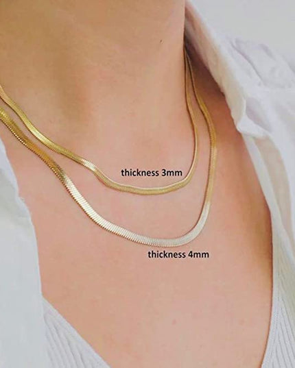 Cadena doble en espiga de acero inoxidable chapada en oro de 18 quilates (sin deslustre) resistente al agua. 