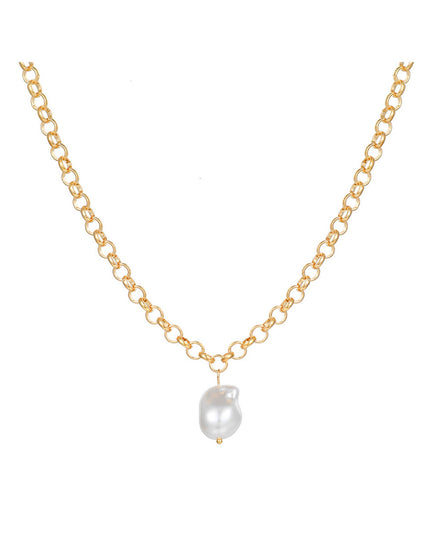 Collar de perlas chapadas en oro de 18k/ acero inoxidable/ perla 