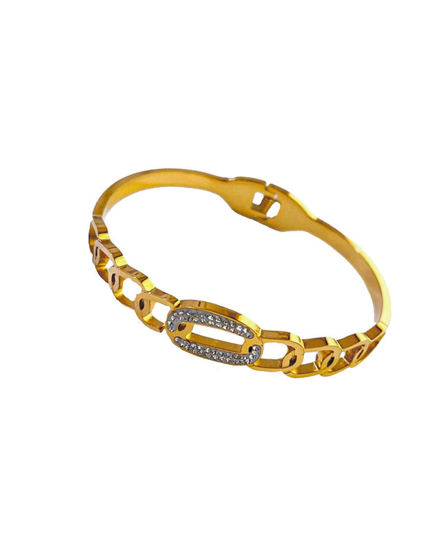 Circón cúbico retro de 5 mm de ancho con relleno de oro de 18 k 