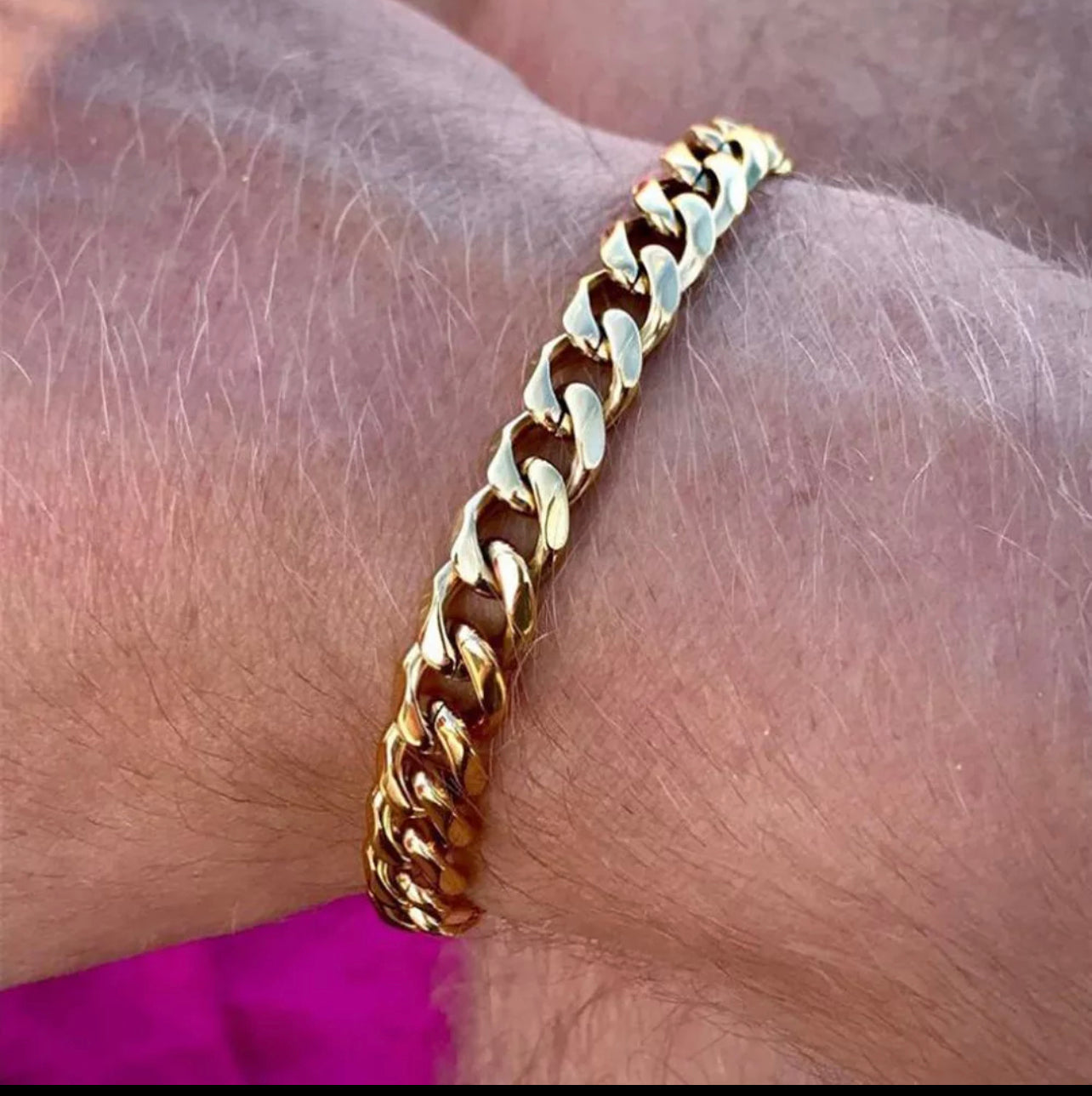 Cuban chunky Bracelet  Gold Color 5mm width Stainless steel