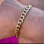 Pulsera Chunky Cubana Color Oro 5mm ancho Acero Inoxidable 