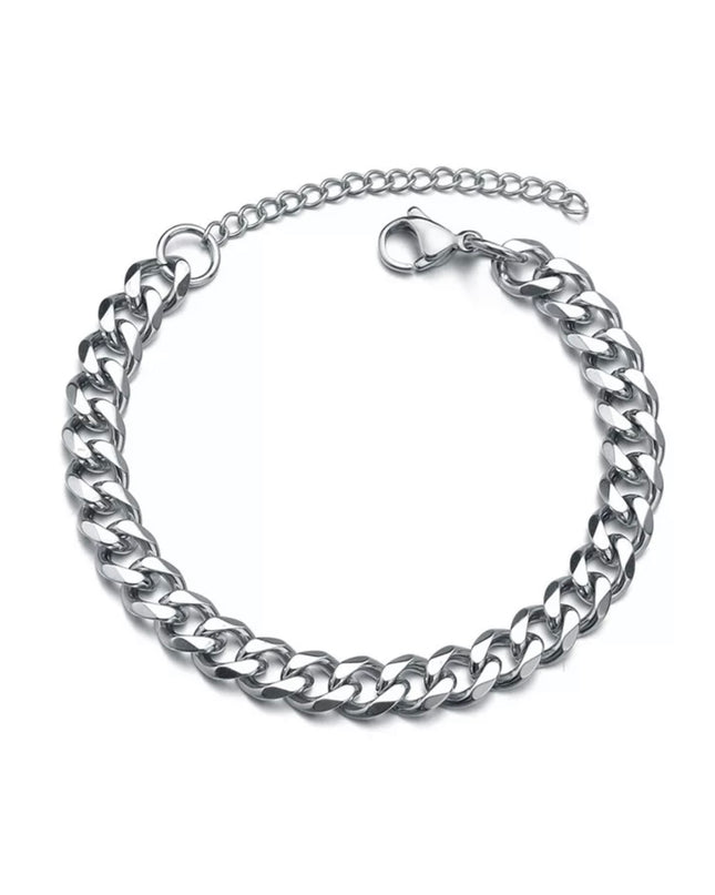 Pulsera Chunky Cubana Color Oro 5mm ancho Acero Inoxidable 