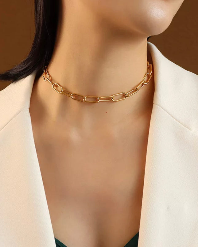 Collar vintage Perla Titanio Acero 18k Gold Filled / Cadena triple - no empañar 