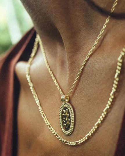 Cadena Figaro de 18 pulgadas (45 cm) de acero inoxidable con relleno de oro de 18 quilates 