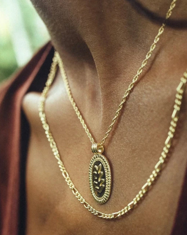 Cadena Figaro de 18 pulgadas (45 cm) de acero inoxidable con relleno de oro de 18 quilates 