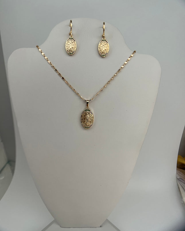 Conjunto pendientes y collar Virgen 