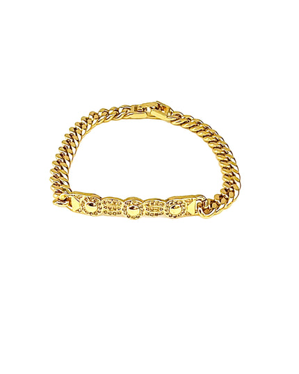 Pulsera chunky 18k Gold Filled 10 circonitas cúbicas Color Oro 5mm ancho 