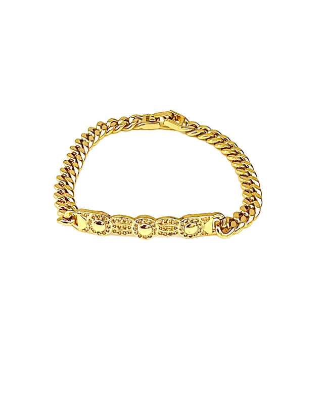 Pulsera chunky 18k Gold Filled 10 circonitas cúbicas Color Oro 5mm ancho 