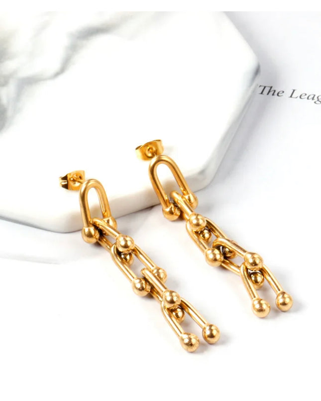 Arete grande graduado 18k Gold Filled- acero inoxidable -resistente al agua 