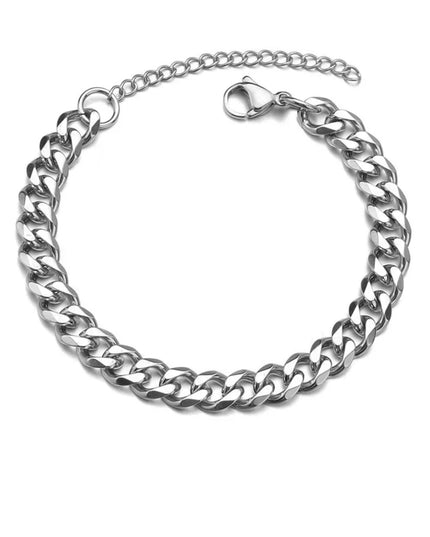 Pulsera Chunky Cubana Color Oro 5mm ancho Acero Inoxidable 