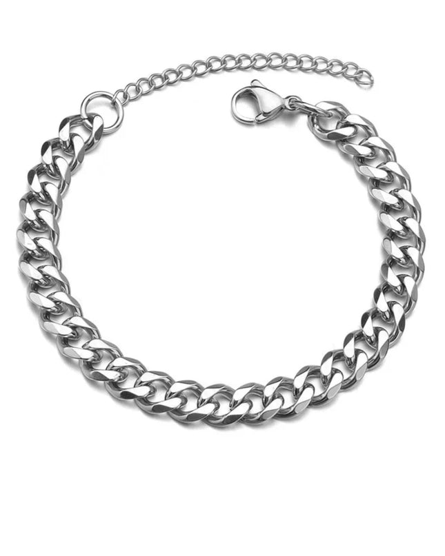 Pulsera Chunky Cubana Color Oro 5mm ancho Acero Inoxidable 