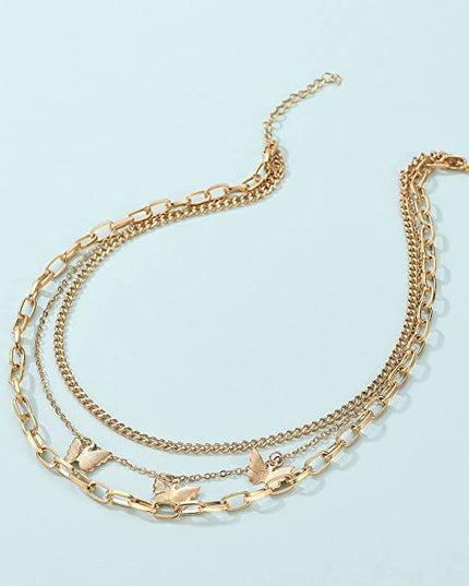 Triple Chain Butterfly 18k Gold Filled