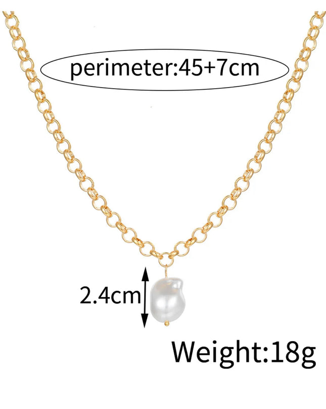 Collar de perlas chapadas en oro de 18k/ acero inoxidable/ perla 
