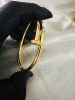 Nail bangle- Nail bracelet -18k Gold Filled- adjustable with- stainless steel - SILVER AND GOLD