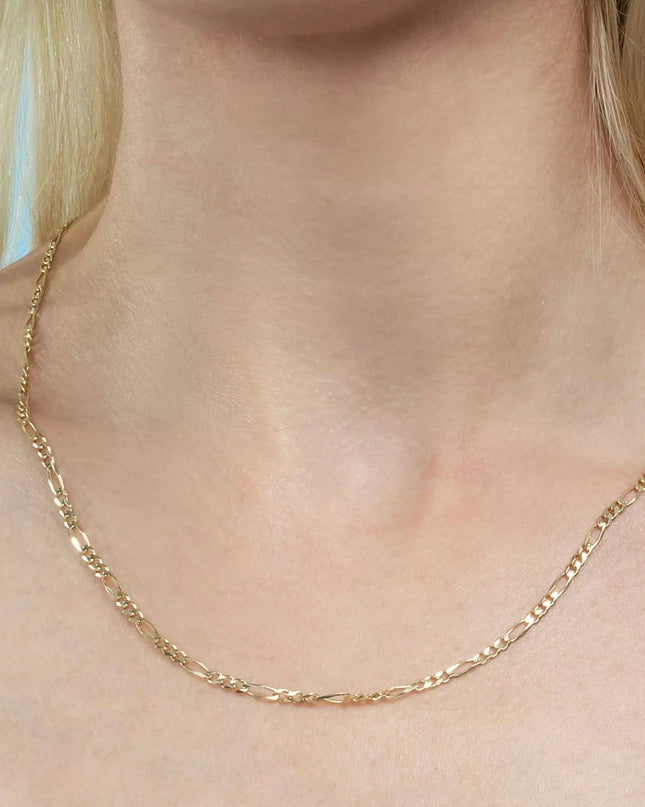 Cadena Figaro de 18 pulgadas (45 cm) de acero inoxidable con relleno de oro de 18 quilates 