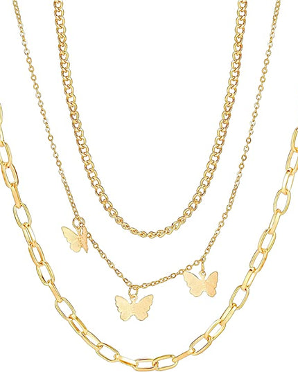 Triple Chain Butterfly 18k Gold Filled