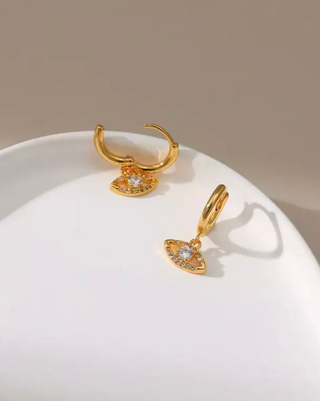 Pendientes Evil Eyes rellenos de oro con circonitas cúbicas 