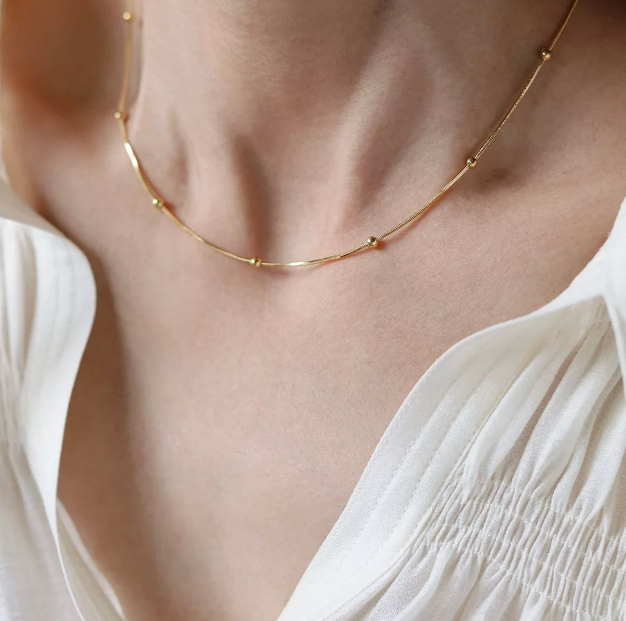 Satellite chain 18k Gold Filled , Stainless Steel 3mm width and 18 inches (45cm) / Gold necklace