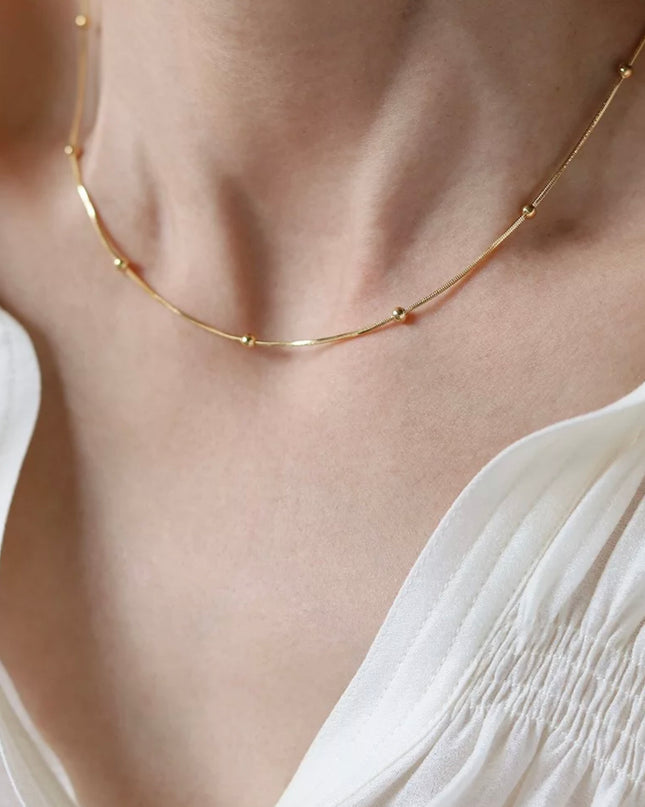 Cadena satélite 18k Gold Filled, acero inoxidable de 3 mm de ancho y 18 pulgadas (45 cm) / collar de oro 