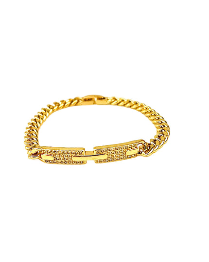 Pulsera chunky 18k Gold Filled 10 circonitas cúbicas Color Oro 5mm ancho 