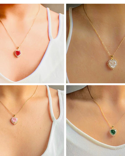 Collar de corazón relleno de oro de 14 quilates | Encanto y cadena 