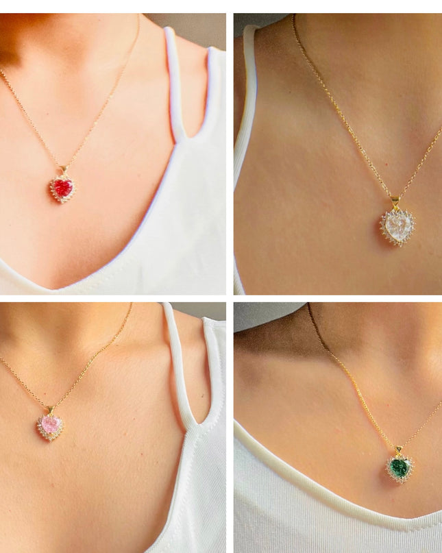 Collar de corazón relleno de oro de 14 quilates | Encanto y cadena 