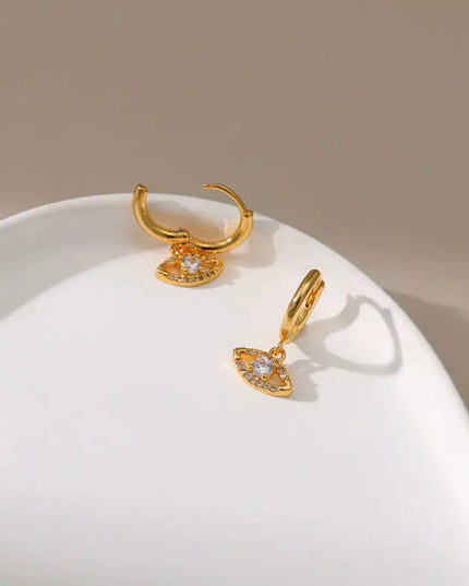 Pendientes Evil Eyes rellenos de oro con circonitas cúbicas 