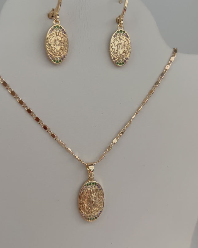 Conjunto pendientes y collar Virgen 