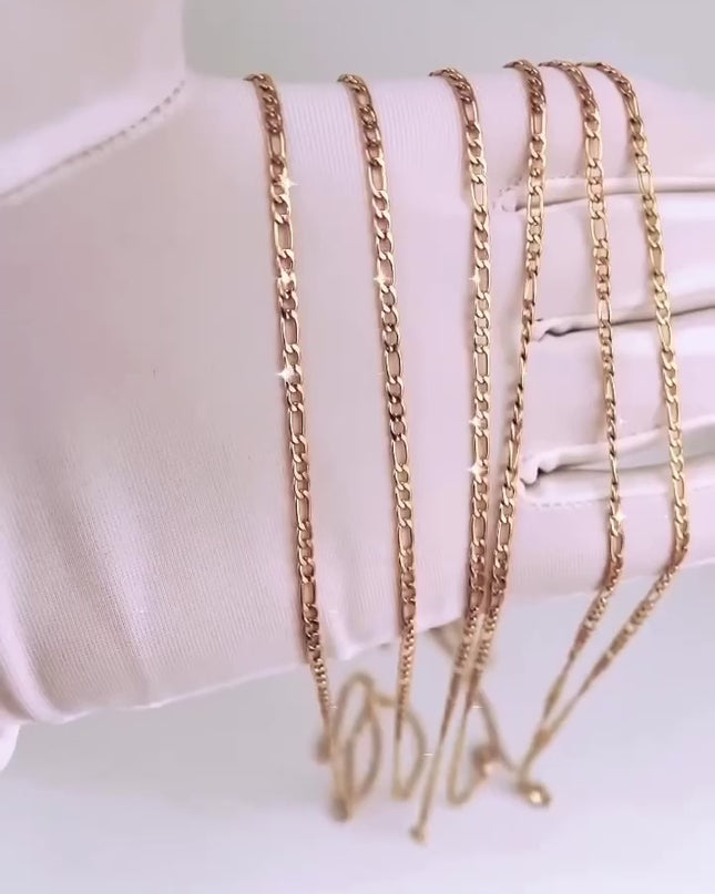 Cadena Figaro de 18 pulgadas (45 cm) de acero inoxidable con relleno de oro de 18 quilates 